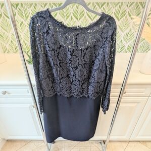 Talbots Dress Women Navy Blue Lace Sleeveless Zip Back RSVP Formal 12